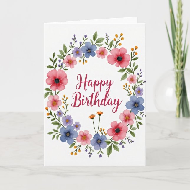 Periwinkle Bloom Birthday Card (Front)