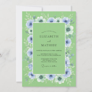 Periwinkle Blooming Romance Wedding Invitation