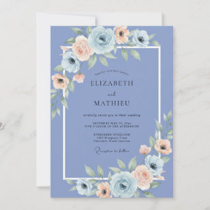 Periwinkle Blossom Arrangement Wedding Invitation