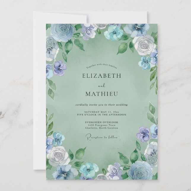 Periwinkle Blossom Wedding Invitation (Front)