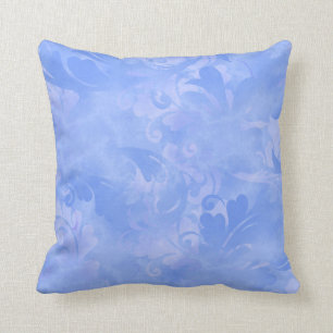Periwinkle Blue Abstract Feather Pattern Throw Pillow