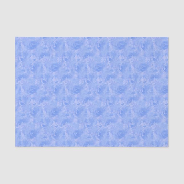 Periwinkle Blue Abstract Feather Pattern Tissue Paper (Front)