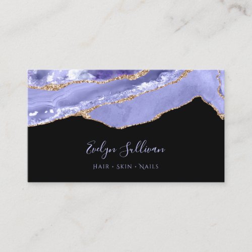 Periwinkle blue agate black business card