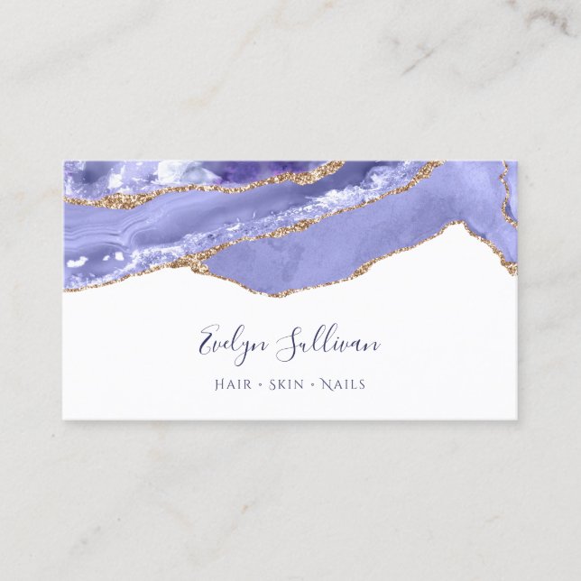 Periwinkle blue agate business card (Front)