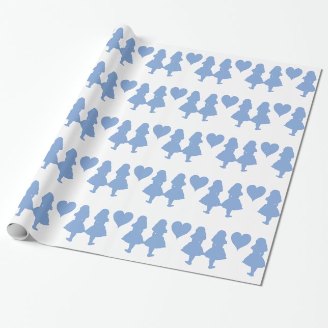 Periwinkle Blue Alice to Alice Wrapping Paper (Unrolled)