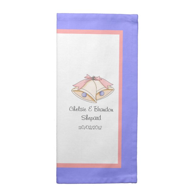 Periwinkle Blue and Peach Wedding Napkins (Half Fold)