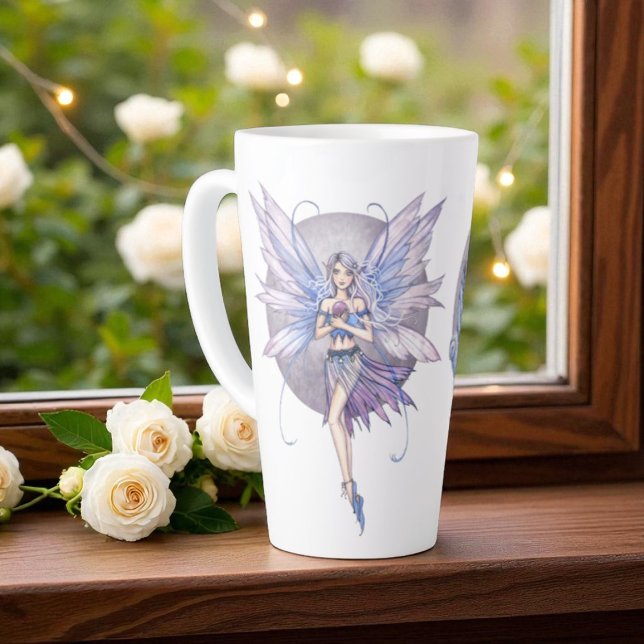 Periwinkle Blue and Purple Moon Fairies Latte Mug (Creator Uploaded)