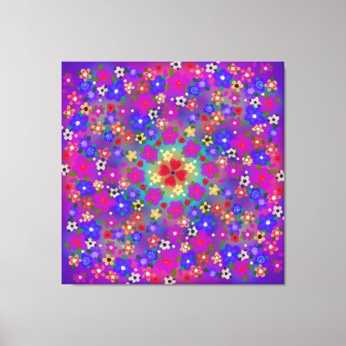 Periwinkle Blue and Violet Flowers Boho Style Canvas Print