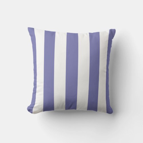 Periwinkle Blue and White Awning Stripes Outdoor Pillow