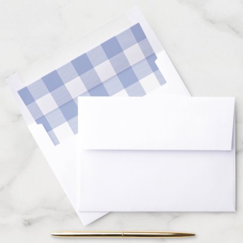 Periwinkle Blue and White Buffalo Check Pattern Envelope Liner