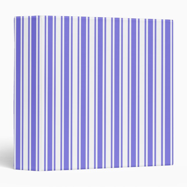 Periwinkle blue and white candy stripes 3 ring binder (Front/Spine)
