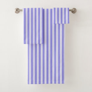Periwinkle blue and white candy stripes bath towel set