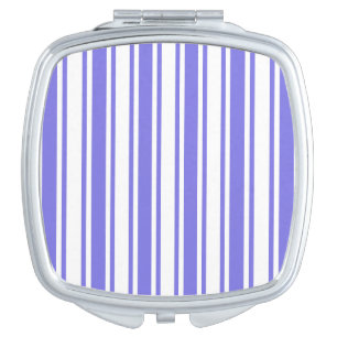Periwinkle blue and white candy stripes compact mirror