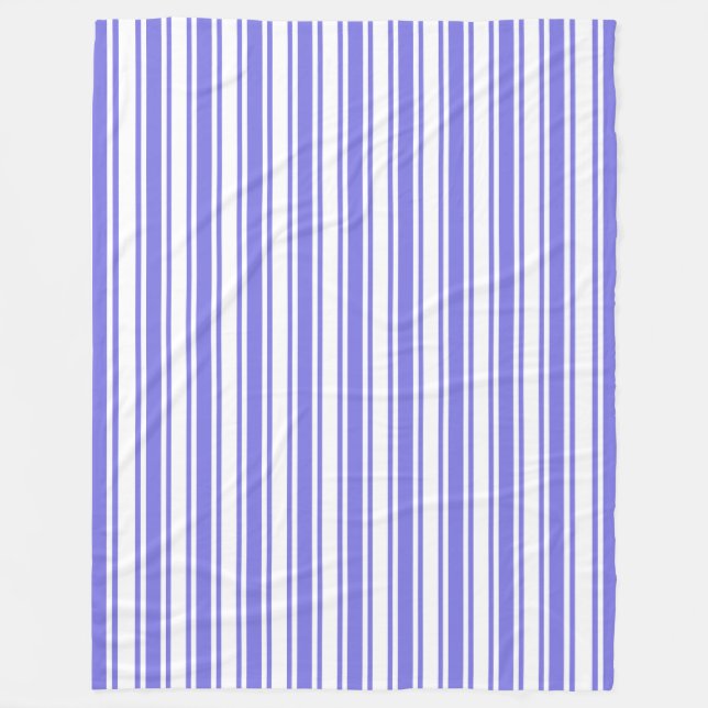 Periwinkle blue and white candy stripes fleece blanket (Front)