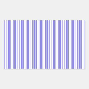 Periwinkle blue and white candy stripes rectangular sticker
