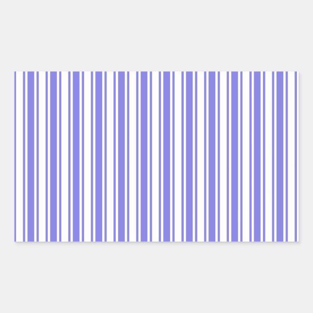 Periwinkle blue and white candy stripes rectangular sticker (Front)