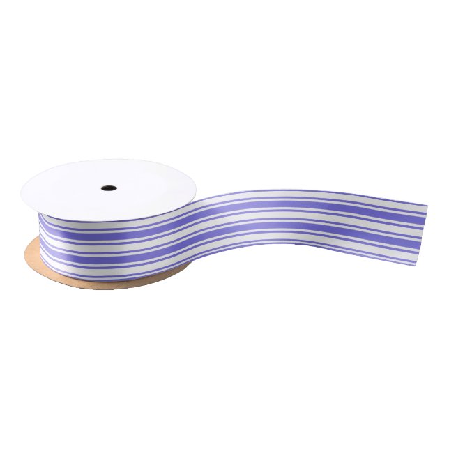 Periwinkle blue and white candy stripes satin ribbon (Spool)