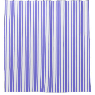 Periwinkle blue and white candy stripes shower curtain