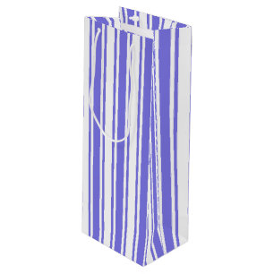 Periwinkle blue and white candy stripes wine gift bag