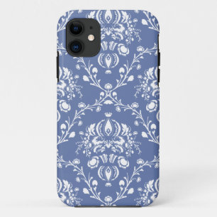 Periwinkle Blue and White Damask iPhone 11 Case