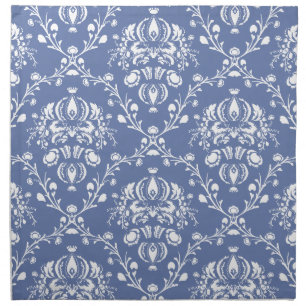 Periwinkle Blue and White Damask Cloth Napkin