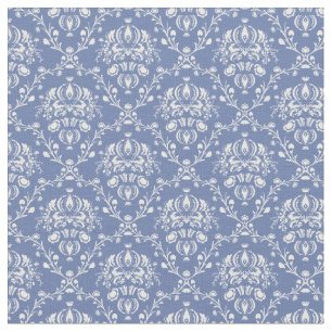 Periwinkle Blue and White Damask Fabric
