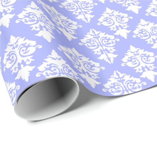 Periwinkle Blue and White Damask Wrapping Paper Zazzle