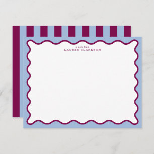Periwinkle Blue & Berry Plum Wavy Note Card