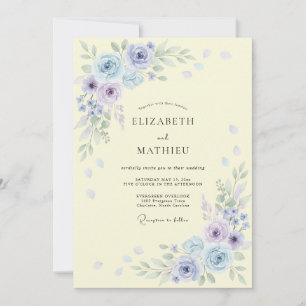 Periwinkle Blue Blossom Romance Wedding Invitation