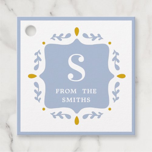 Periwinkle Blue Boutique Monogram  Favor Tag