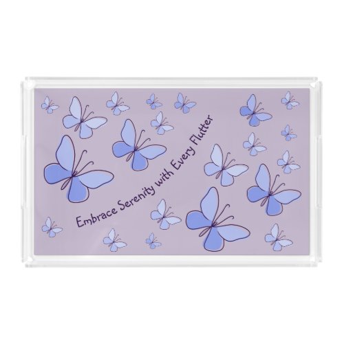 Periwinkle Blue Butterfly Flutter Lavender Gray Acrylic Tray