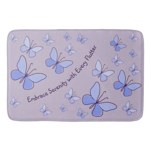 Periwinkle Blue Butterfly Flutter Lavender Gray Bath Mat