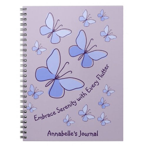 Periwinkle Blue Butterfly Flutter Lavender Gray Notebook