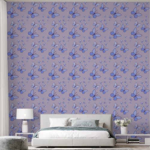 Periwinkle Blue Butterfly Flutter Lavender Gray Wallpaper