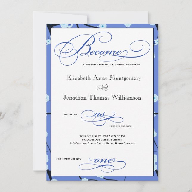 Periwinkle Blue Christian Wedding Invitation (Front)