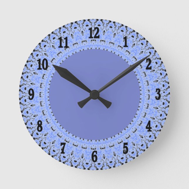Periwinkle Blue Country Lace Wall Clock (Front)