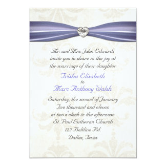 Periwinkle Blue & Cream Damask Wedding Invitation