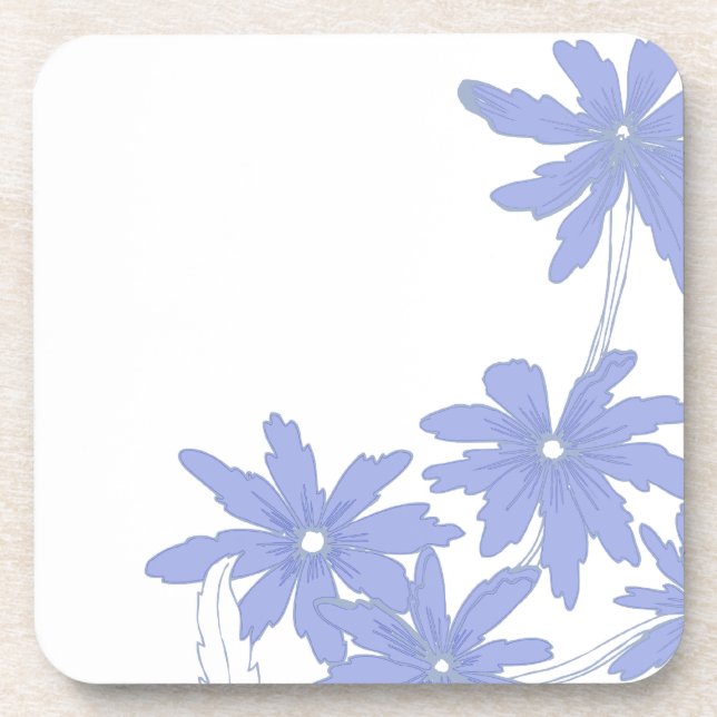 Periwinkle Blue Daisies  Drink Coaster (Front)