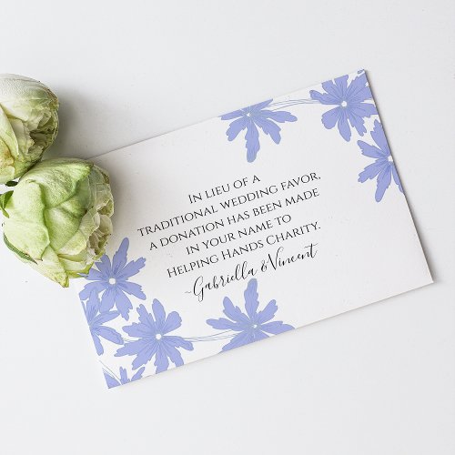Periwinkle Blue Daisies Wedding Charity Favor Card