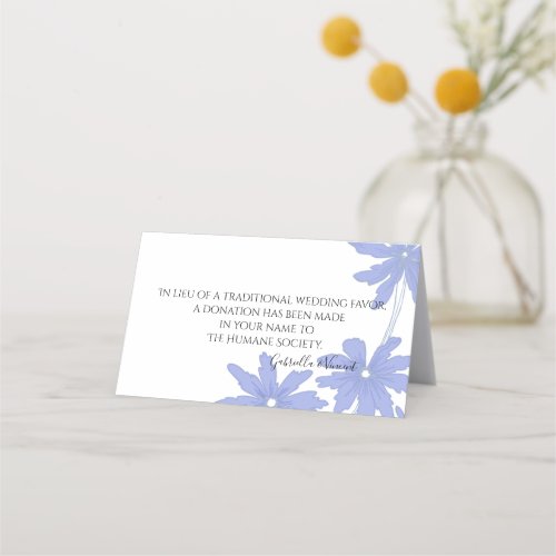 Periwinkle Blue Daisies Wedding Charity Favor Card