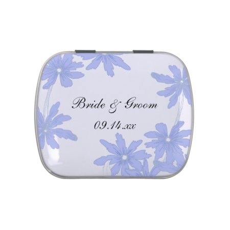 Periwinkle Blue Daisies Wedding Favor Candy Tin