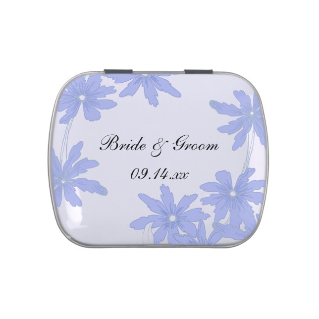 Periwinkle Blue Daisies Wedding Favor Candy Tin (Top)