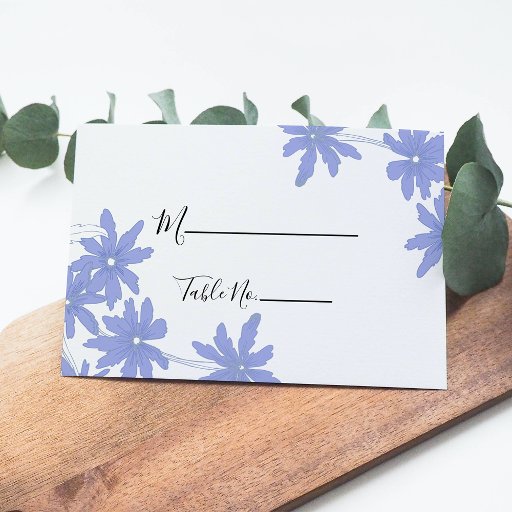 Customizable Periwinkle Blue Daisies Wedding Place Cards Business Card Templates