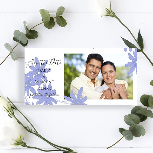 Periwinkle Blue Daisies Wedding Save the Date