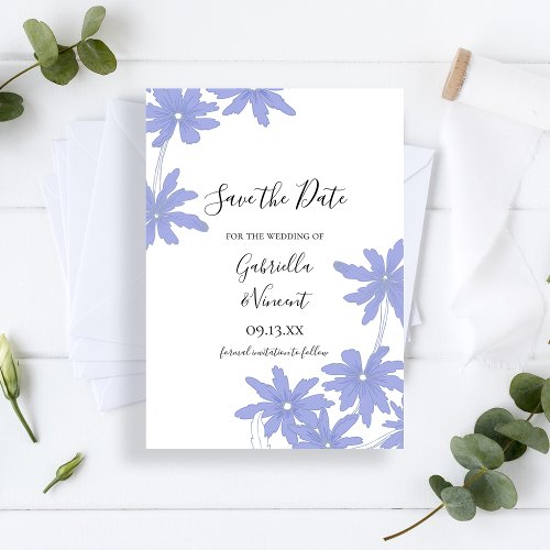 Periwinkle Blue Daisies Wedding Save the Date