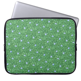 Periwinkle Blue Dark Green Country-style Floral Laptop Sleeve