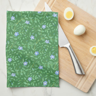 Periwinkle Blue Dark Green Country-style Floral Towel