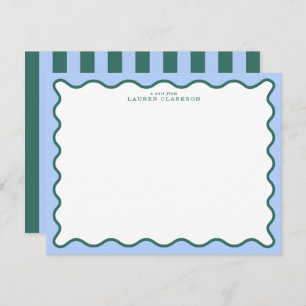 Periwinkle Blue & Deep Teal Wavy Note Card