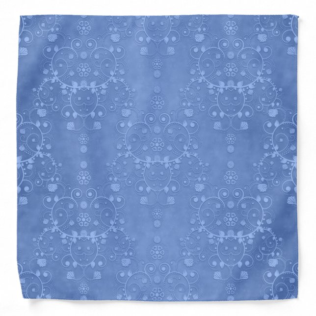 Periwinkle Blue Fancy Damask Pattern Bandana (Front)