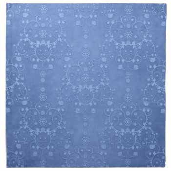 Periwinkle Blue Fancy Floral Damask Pattern Napkin by MHDesignStudio at Zazzle